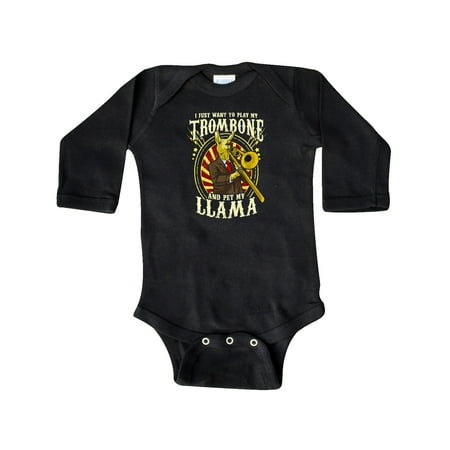 

Inktastic Trombone Music Llama Gift Baby Boy or Baby Girl Long Sleeve Bodysuit
