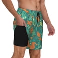 thumbnail image 3 of Picia Fall Forest Squirrel pattern Mens Swim Trunks with Compression Liner Stretch Beach Shorts Quick Dry with Zipper Pockets No-Chafing Board Shorts-3X-Large, 3 of 9