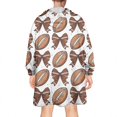 thumbnail image 2 of Brown Footballs and Bows Pattern Wearable Oversized Blanket,Wearable Blanket Hoodie for Adults,Cozy Hooded Blankets with Super Pockets,Super Warm Fuzzy Pullover for Women & Men, 2 of 6