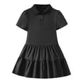 thumbnail image 3 of Girls Pique Polo Dress, Short Sleeve School Uniform A-Line Casual Dress for Kids, 3 of 5