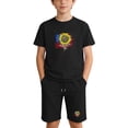 thumbnail image 2 of Amidoa Girls 2 Piece Outfits Summer Clothes Short Sleeve Cotton Floral Print T-Shirt and Shorts Casual Kids Clothing Sets Black Size 7, 2 of 9