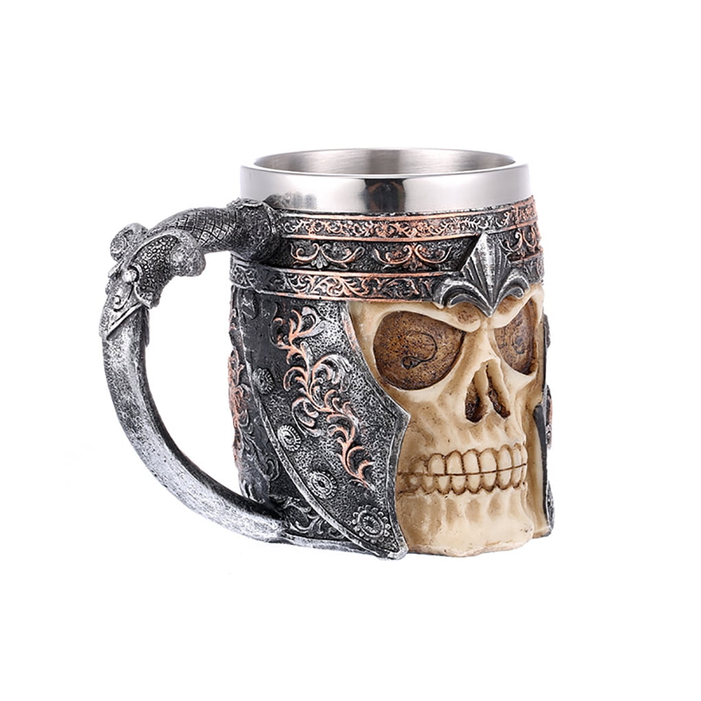 Viking Stainless Steel Coffee Skull Mugs Beer Tankard Wine Goblet,Horrible 