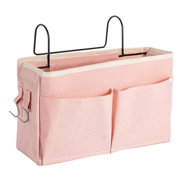 Organizador de almacenamiento para cabecera de cama, bolsa de almacenamiento para colgar junto a la cama, bolsillo, color rosa