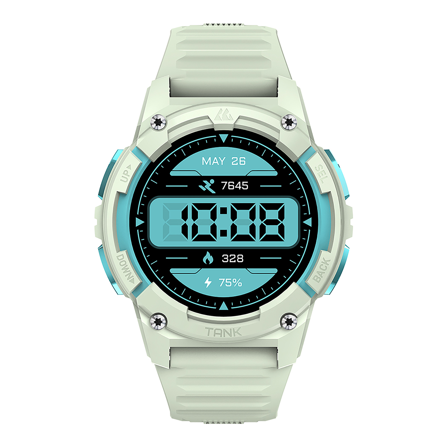 KOSPET TANK S2 1.32-In. AMOLED GPS Smartwatch with Silicone Band (Iris Green), P-S001-G