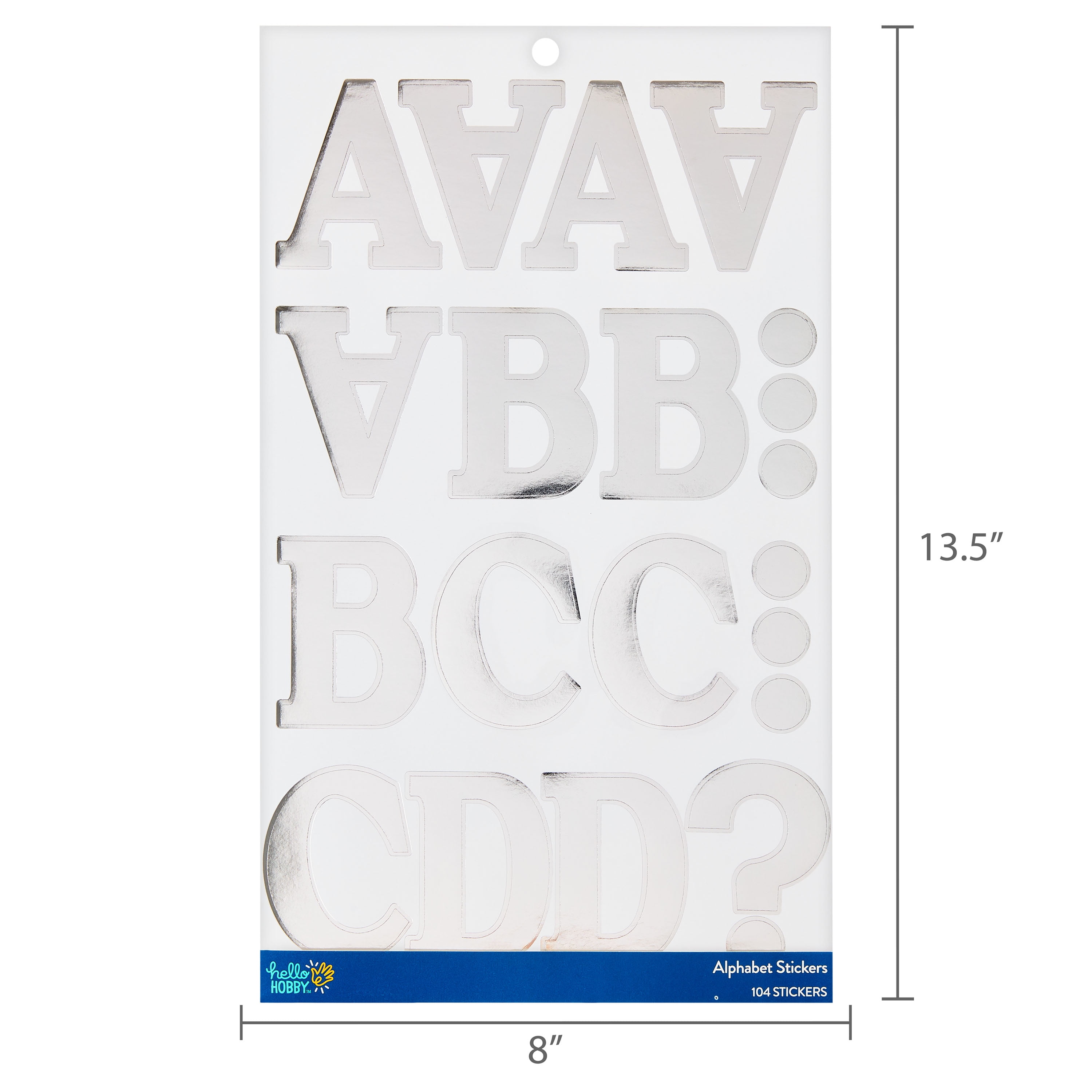 Hello Hobby Extra Large Silver Foil Alphabet Stickers, 104 Count for Kids and Crafts