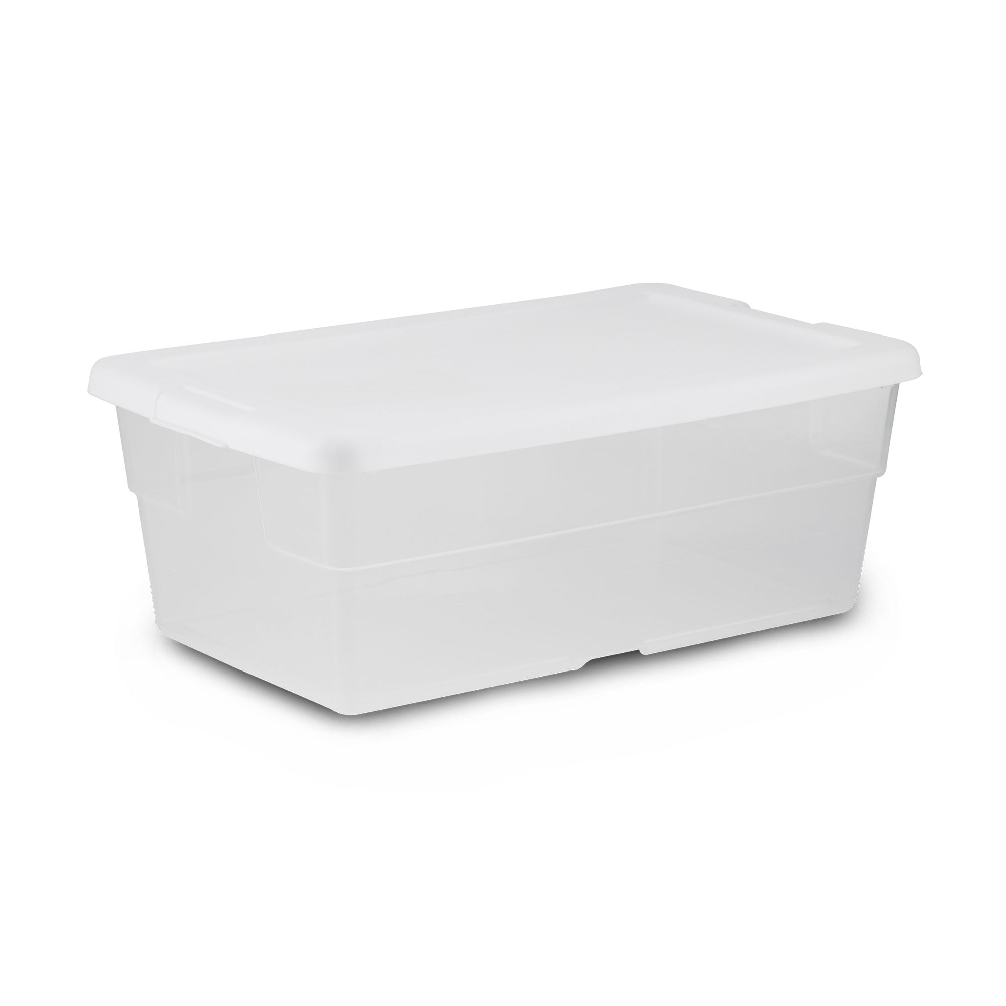 Sterilite 6 Qt Clear Plastic Storage Container Bin, Snap Close White