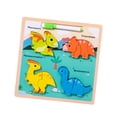 thumbnail image 1 of Rompecabezas de Madera Forma de Tablero de Dibujo Juego de Doble Cara Actividades de Aprendizaje Educativo Multifuncional para de 1 a 3 años , dinosaurio Hugo Rompecabezas, 1 of 10