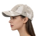 thumbnail image 2 of MEICHEN Washable Gradient Hole Baseball Cap for Women American Style Trendy Soft Top Cap Baseball Cap Large Head Visor Cap, 2 of 6