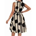 thumbnail image 5 of Women'S Striped Wrap V Neck Tie Waist Sleeveless Spaghetti Straps Dress Apricot S, 5 of 9