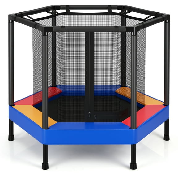 Infans 48" Hexagonal Kids Trampoline Recreational Bounce Jumper W/Foam Padded Handrails