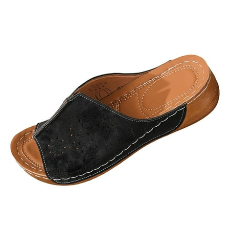 

Women s Casual Fashion Hollow Sandals Solid Color Versatile Lightweight Flat Sandals