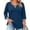 Navy, variant on Womens Plus Size Tops 3/4 Sleeve Shirts Summer Cut Out Ring Keyhole Neck Dressy Casual Loose Tunic Tops Green L
