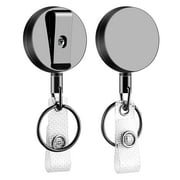 2 Pack Extendable ID Keychain, Retractable Key Holder, Metal Ring Holder by Saiveina