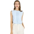 thumbnail image 2 of Blusas Elegante Sin Mangas Vintage De La Década De 1950 Con Volantes Para Oficina De Negocios Para Mujer Azul M, 2 of 6