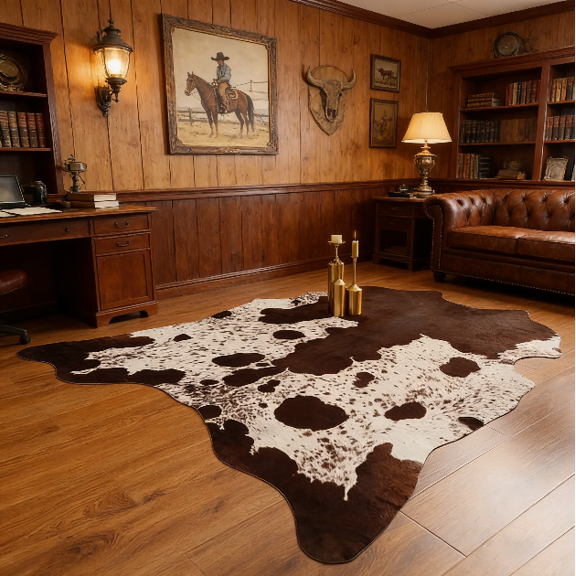 YJ.GWL Faux Cowhide Rug Cow Print Area Rugs Cow Hide Carpet for Bedroom Living Room Home Office Western Decor,2.3'x3.6',Brown