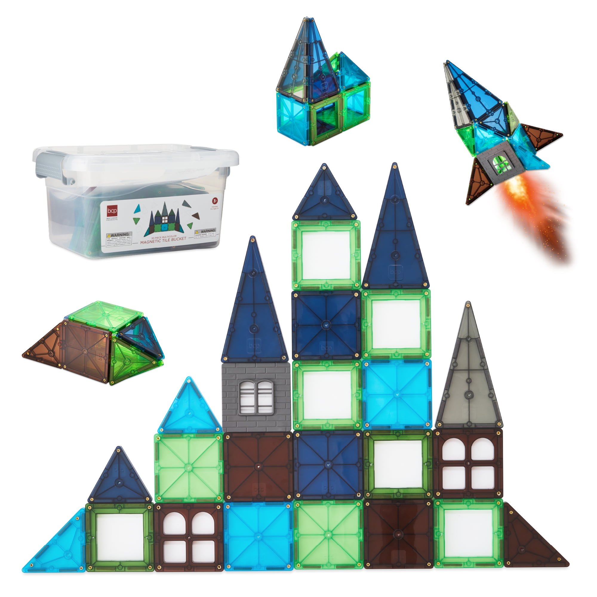Best Choice Products 32-Piece Kids Magnetic Tiles Set, Educational