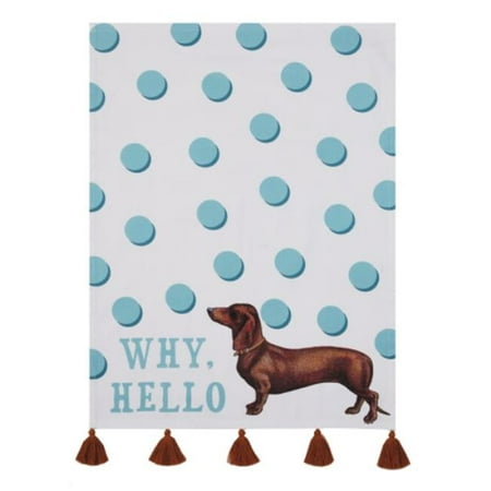 

Peking Handicraft 04YE4C 18 x 25 in. Why Hello Dog with Tassels Kitchen Towel Pack of 4