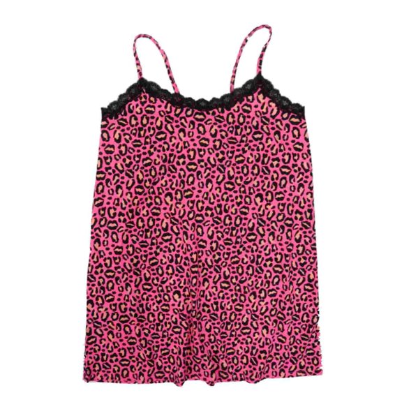Joe Boxer Womens Pink Leopard Lace Chemise Sleep Shirt Nightgown Nightie Small