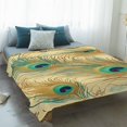 thumbnail image 4 of Peacock Feathers Blanket Soft Cozy Warm Twin Blanket for Bed, Plush Fuzzy Flannel Fleece Blankets for Sofa, Brown Turquoise Vintage Abstract Throw Blankets for Couch, Gifts for Men, 60"x80", 4 of 9