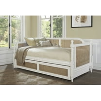 Desert Fields Melanie Wood and Cane Twin Daybed with Trundle, White