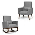 thumbnail image 3 of Kadyn Club Chair, Accent Chair, Barrel Chair, Armchair, 2-in-1 Fabric Upholstered Rocking Chair with Pillow-Gray, 3 of 8