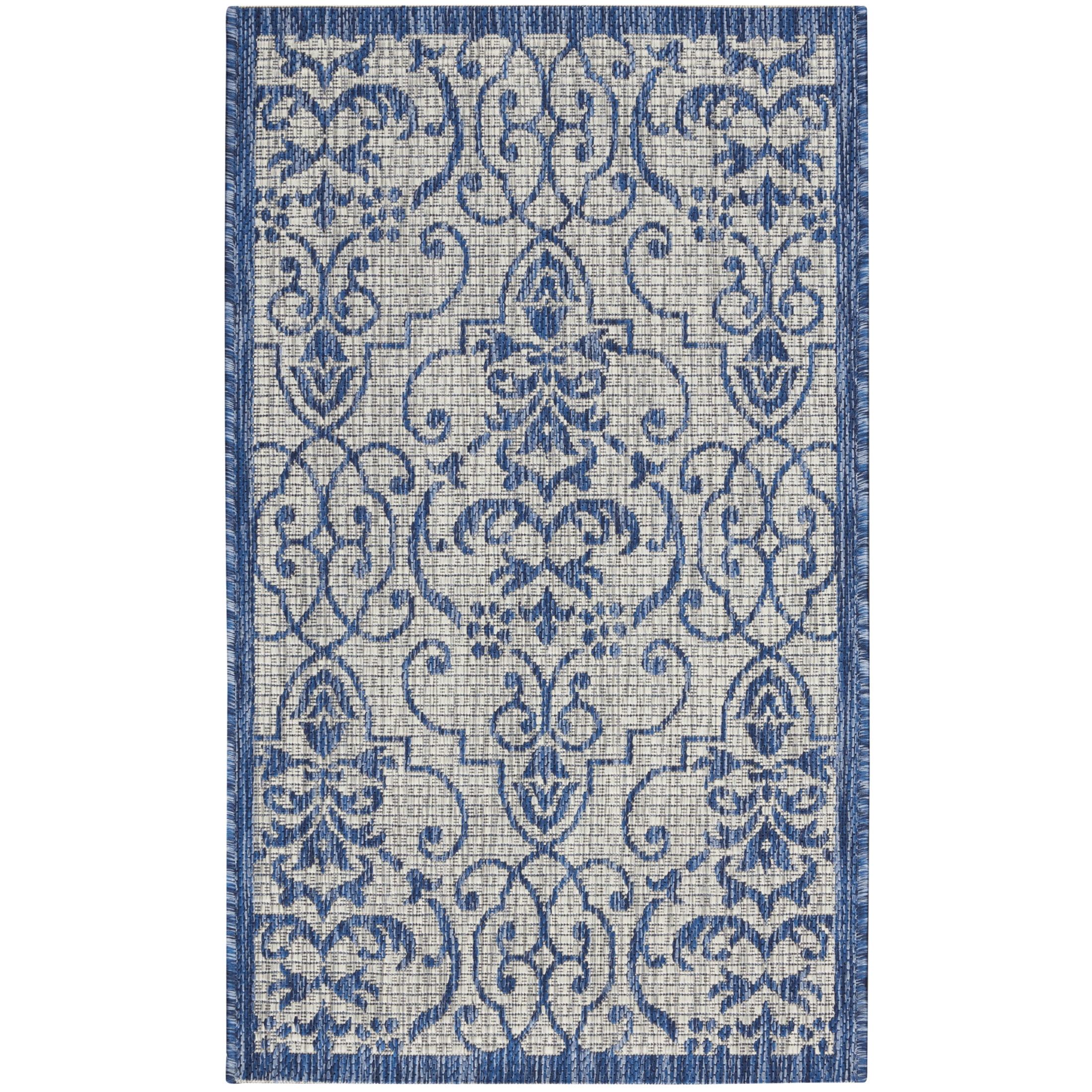Nourison Country Side 2'2" x 3'9" Ivory Blue Farmhouse Rug