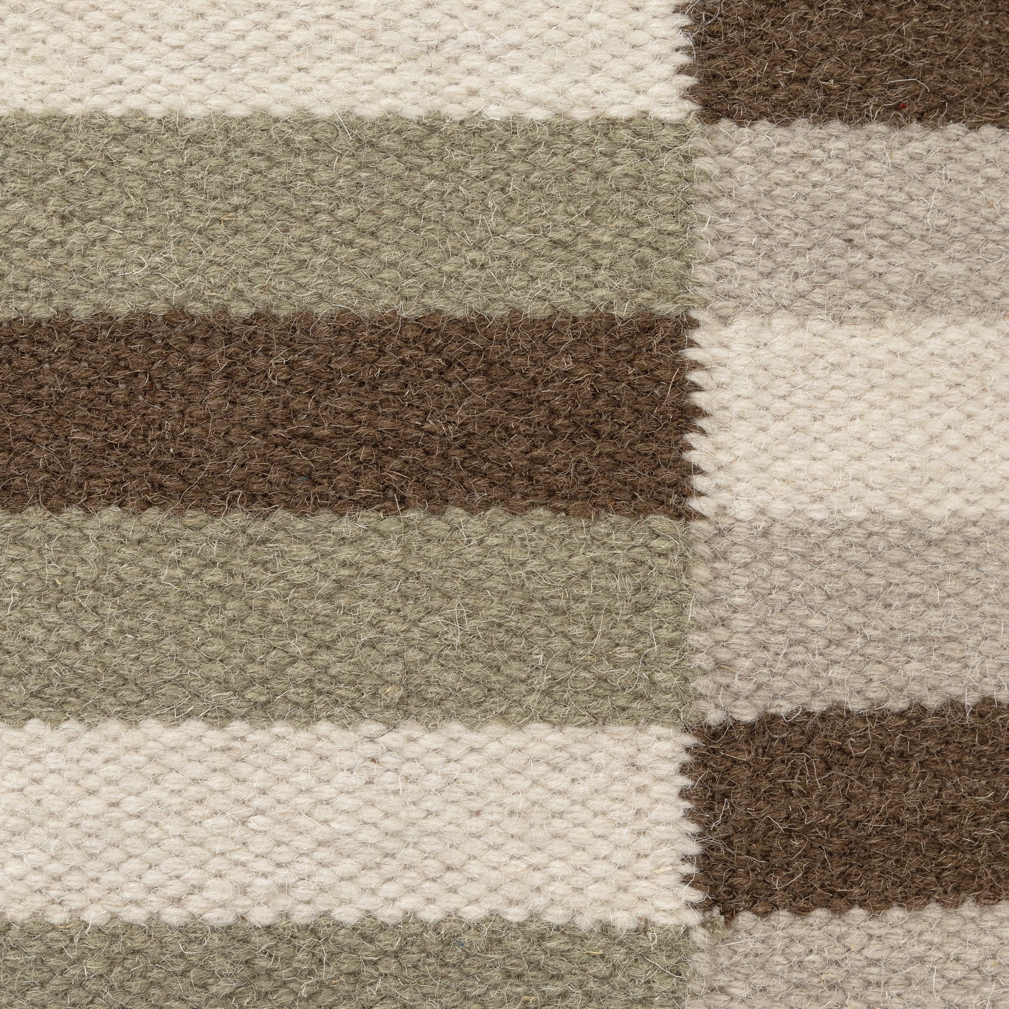 Ox Bay Cairo Ivory/Brown Color Block Striped Medium Square Indoor Pouf Ottoman, 18" H x 18" W
