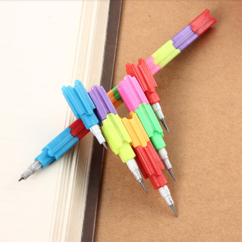 4X 8 Colors Stacker Swap Building Block Pencils Children Gift 2016 HICA 