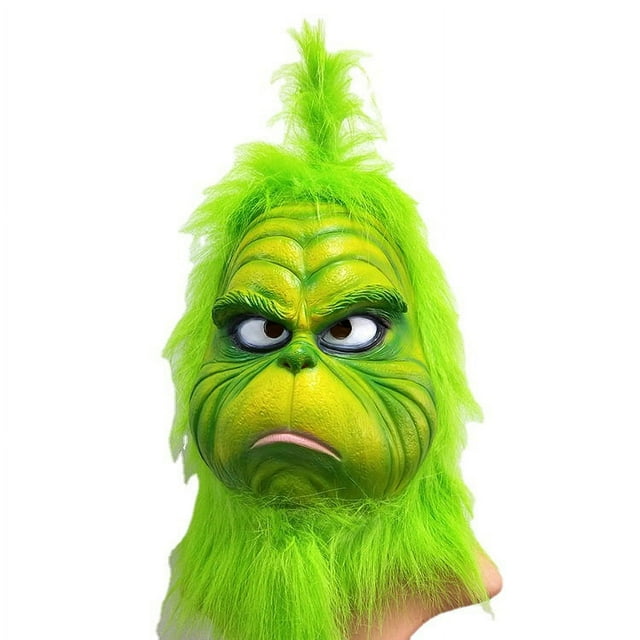 Máscara de Navidad verde Máscara de cosplay Disfraz de Navidad de felpa para adultos Cos