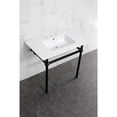 thumbnail image 2 of Kingston Brass KVBH37227W8MB Templeton 37" Ceramic Console Sink with Brass Legs (8-Inch, 3-Hole), White/Matte Black, 2 of 6