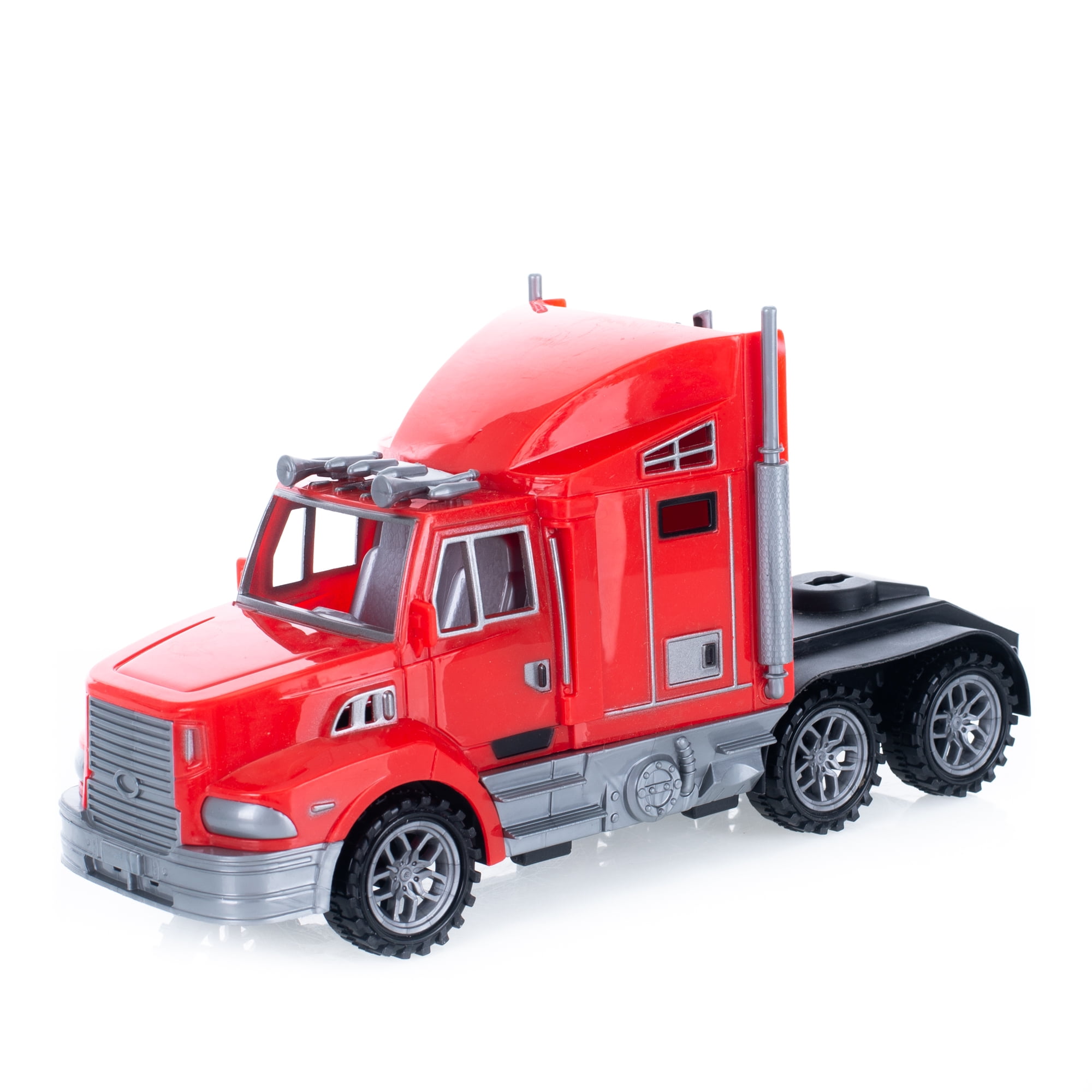 Semi Truck Bright Fire Brick Red 9 x 4 Acrylic Friction Powered Toy