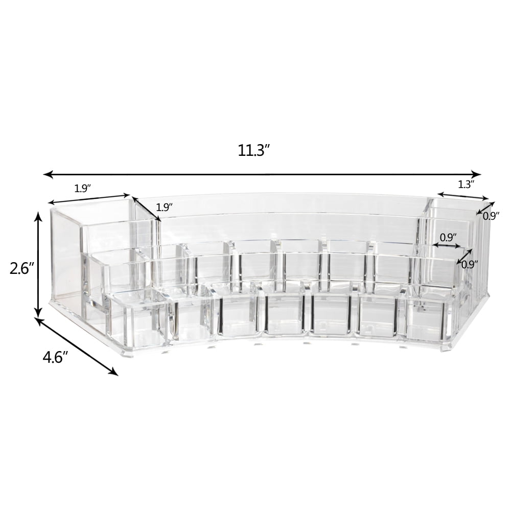 K-Cliffs Clear Acrylic Makeup Organizer w/19 Compartments /Lipsticks Nail Polish/Brushes Organizer.