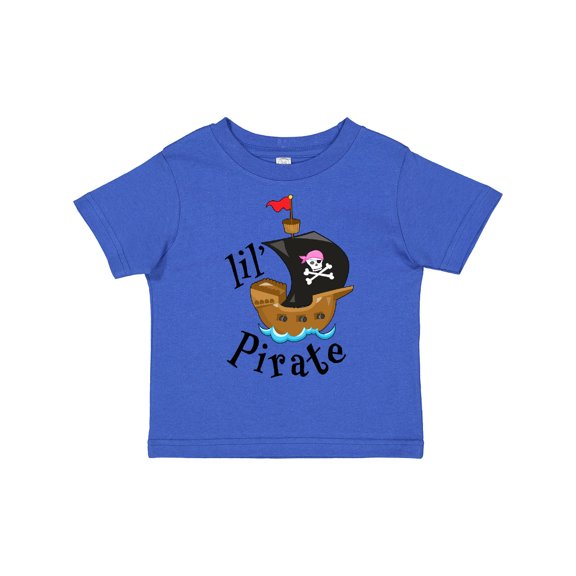 Inktastic Lil' Pirate Pirate Ship, Pink Bandana Boys or Girls Toddler T-Shirt