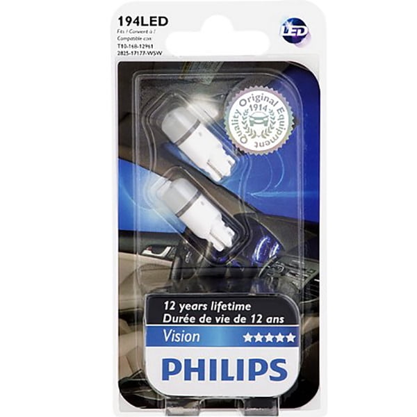 Philips 194 LED 6000K Bright White Interior Vision LED Automotive 2