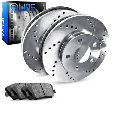 2005 Subaru Outback Rear eLine Drilled Brake Disc Rotors & Ceramic