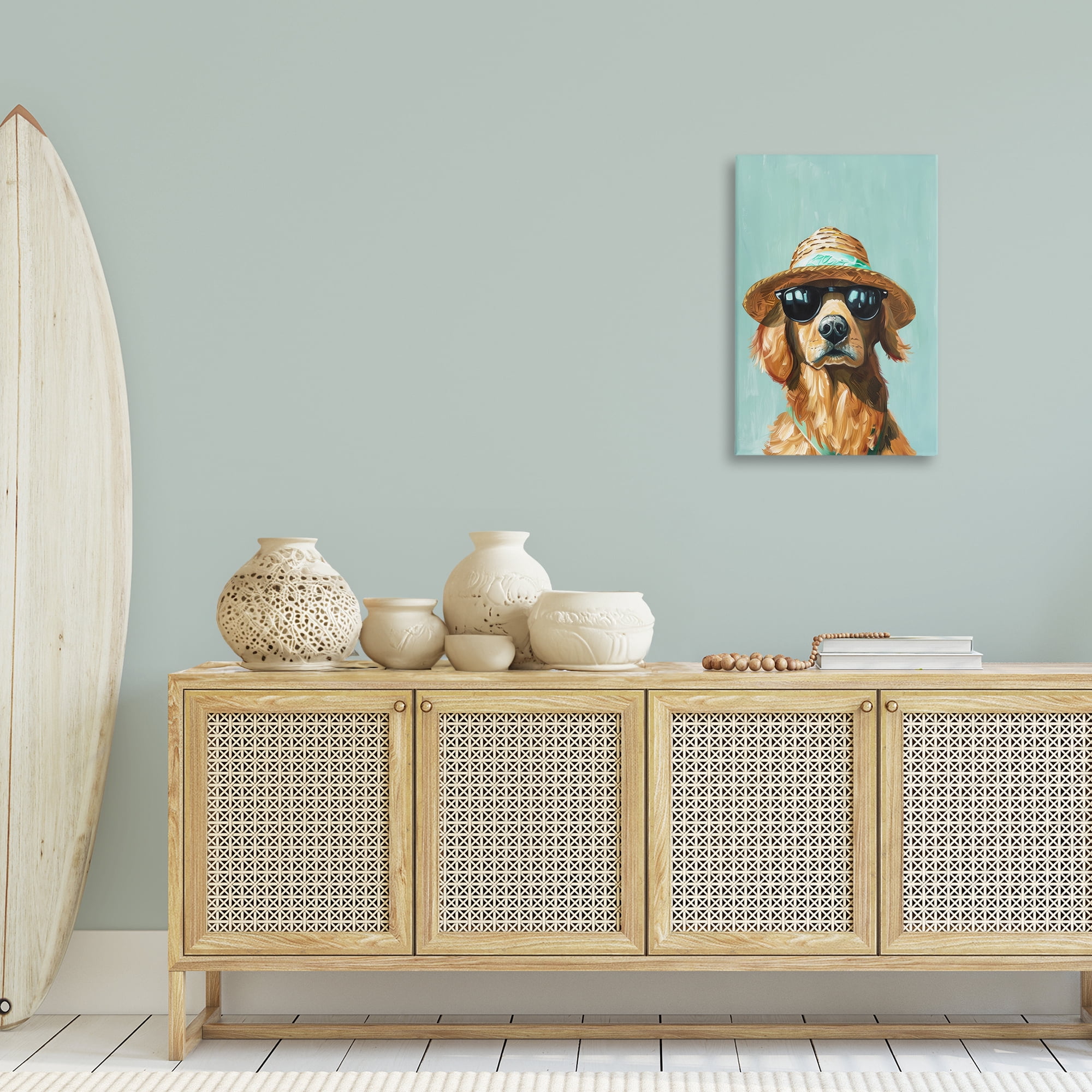 Stupell Industries Beach Ready Dog Animals & Insects Painting Gallery Wrapped Canvas Art Print Wall Art, 20 x 30