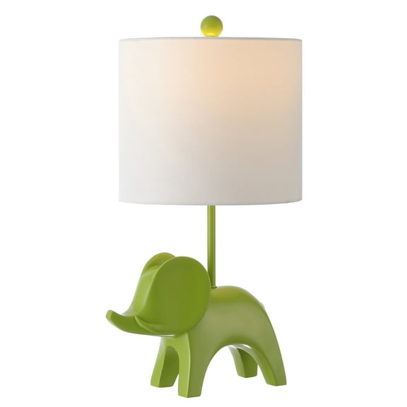 SAFAVIEH Ellie 20 in. Elephant Green Ceramic Table Lamp with 100% White Cotton Shade