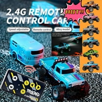 Mini Rc Monster Truck, 2.4Ghz Remote Control, 1:64 Monster Truck with Lights, USBC Rechargeable Underflow with Trailer