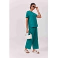 thumbnail image 3 of Pinspark 2 Piece Sets for Women Soft Short Sleeve Tracksuit Wide Leg Pants Lounge Matching Set Travel Summer Outfits, 3 of 8