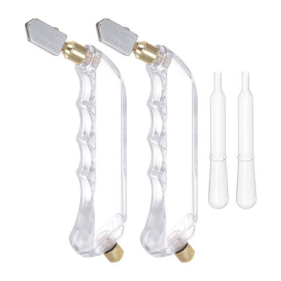 2Pcs Glass Cutter Pistol Grip 6mm-12mm Oil Feed Stained Glass Cutters Tool with Oil Reservoir for Mirrors White