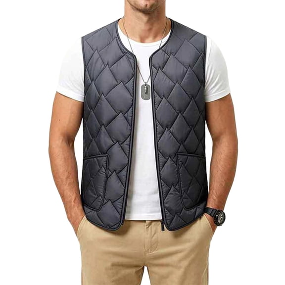 Lyrehush Men's Warm down Vest Winter Outdoor Travel Padded Jacket Side Pockets Comfortable Thermal Outerwear