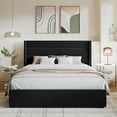 thumbnail image 3 of Amolife Full Size Velvet Lift up Hydraulic Storage Platform Bed Frame with Panel Upholstered Wingback Headboard, Black, 3 of 14