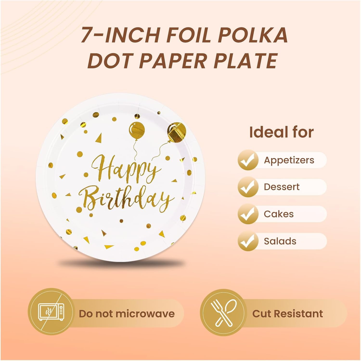 150 Pieces Happy Birthday Paper Plates and Napkins - 7" Colored Paper Plates and 6.5" Napkins with 6.3" Forks Disposable Cutlery Set for Birthday Party Decorations for 50 People