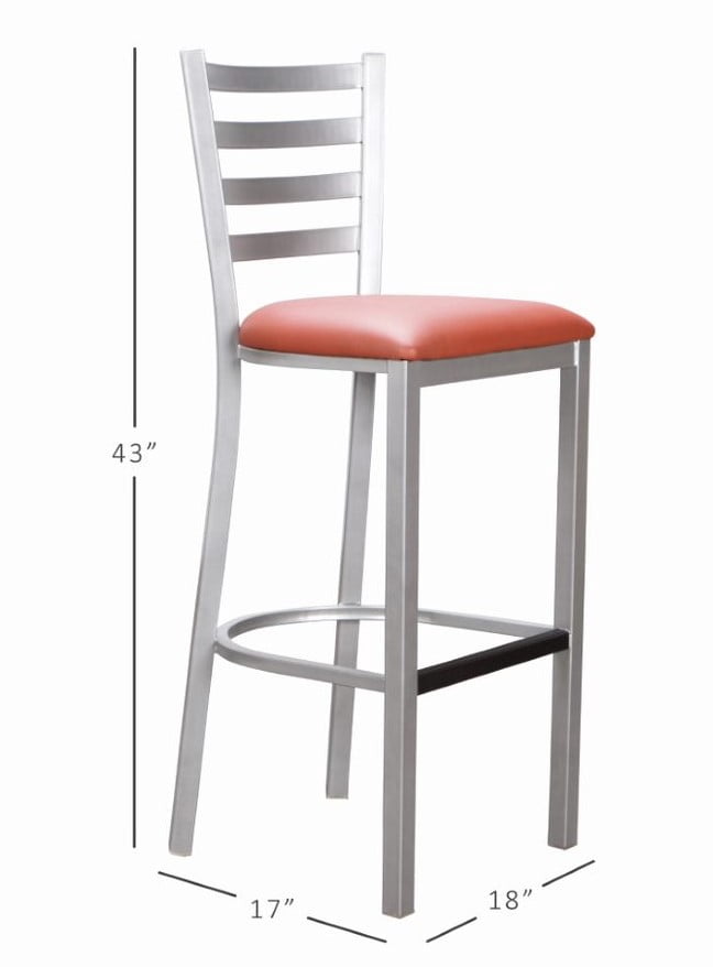 Linon Belmar 30" Indoor Metal Bar Stools, Set of 2, Silver/Rust Faux Leather
