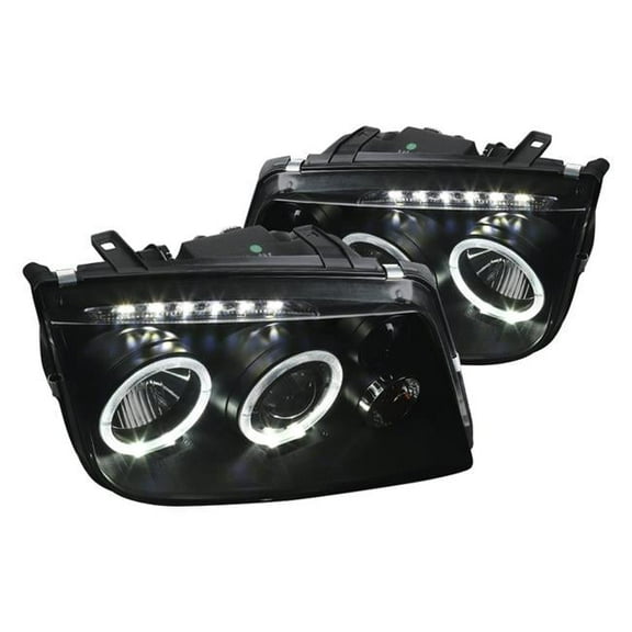 Spec D Tuning Black & Smoke Halo Projector Headlights with Parking LED for 1999-2005 Volkswagen Jetta