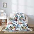 thumbnail image 2 of Rateoe Watercolor Sailboat Pattern Flannel Throw Blanket, Ultra-soft Blanket for Bed, Couch, Car, Hypoallergenic Anti-pilling blanket-40"x30"(Vertical), 2 of 6