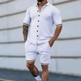 thumbnail image 3 of YLSDY Mens Summer Casual Button Down Shirt and Shorts Set Short Sleeve 2 Piece Outfits Fashion Athletic Tracksuit Sweatsuit White 12, 3 of 6