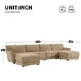 thumbnail image 3 of Harper & Bright Designs Modular Sectional Sofa Set with 2 Ottoman, 4-Seat U-Shaped Couch with Wide Seat, Chenille Upholstered Sectional Sofe with USB and Charger & Petal Armrest, khaki, 3 of 10