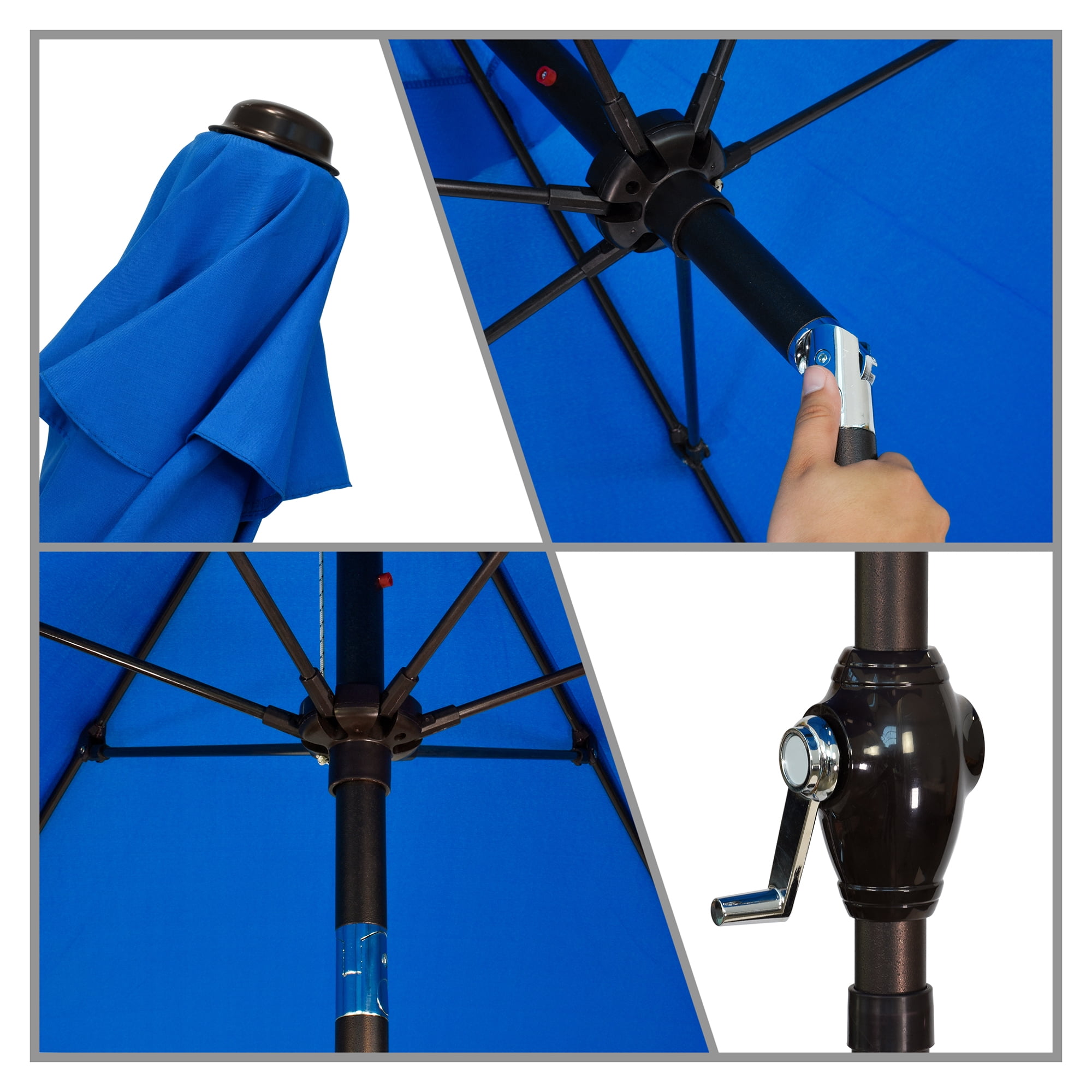 Astella 102" Pacific Blue Solid Print Hexagon Market Patio Umbrella with UV Resistant Material