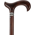 thumbnail image 4 of Luxury Walking Cane – Genuine Cocobolo Wood Walking Stick with Rich Brick Red and Dark Grain – Elegant Derby Handle – Pewter Collar – 37" Long – 18mm Tip – Stylish Cane for Men and Women, 4 of 6